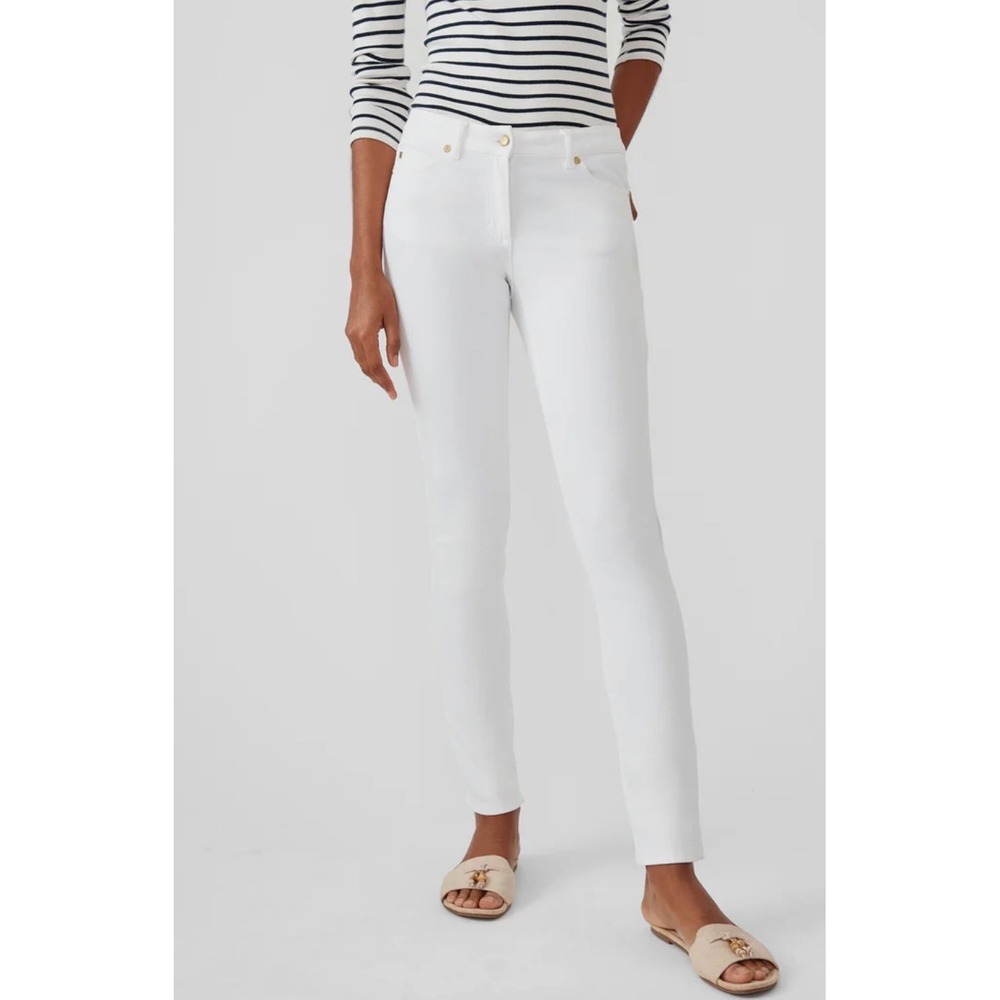 J.McLaughlin Lexi Off White Slim Straight Leg Jeans Gold Hardware Womens Size 8